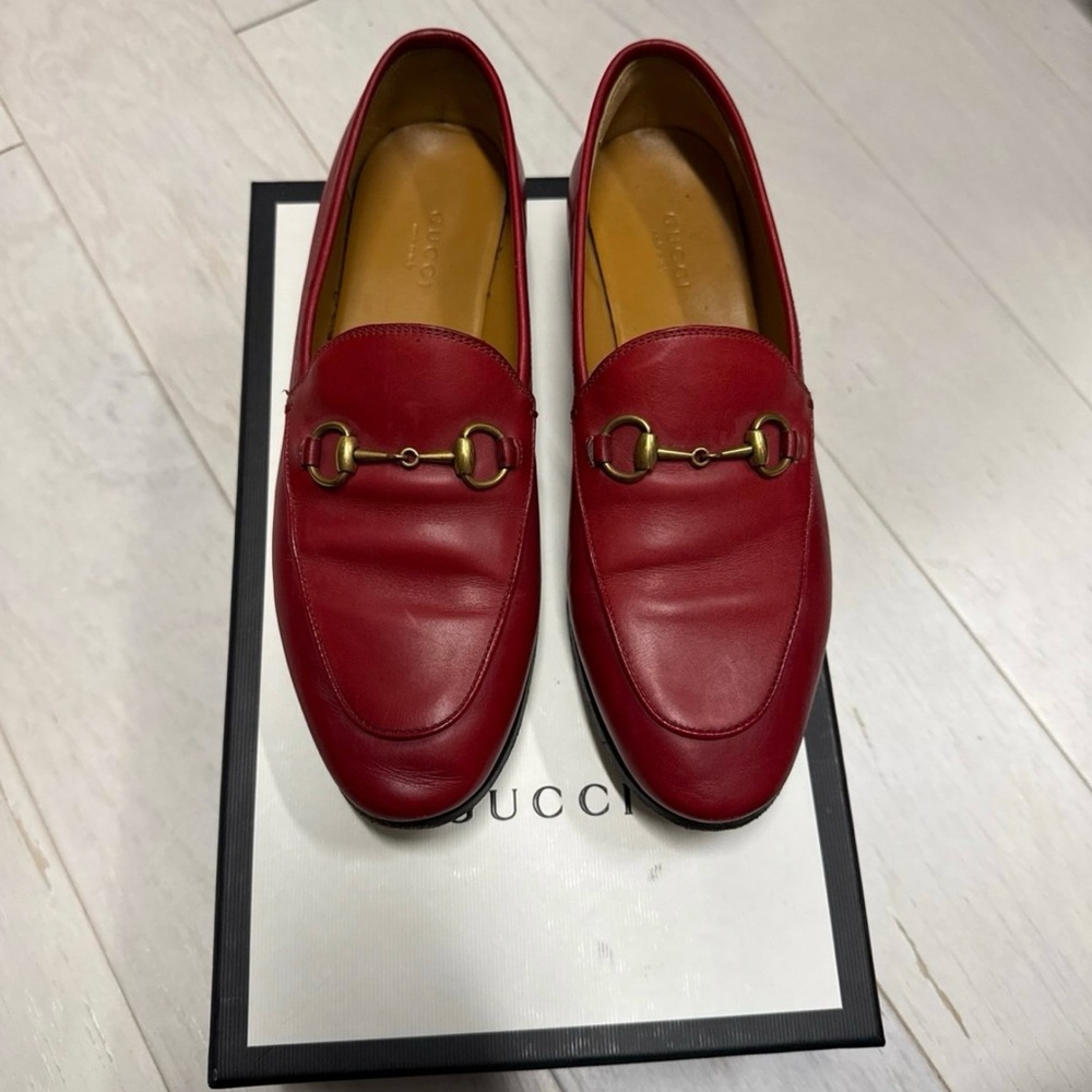 Gucci women's Red Leather Loafers